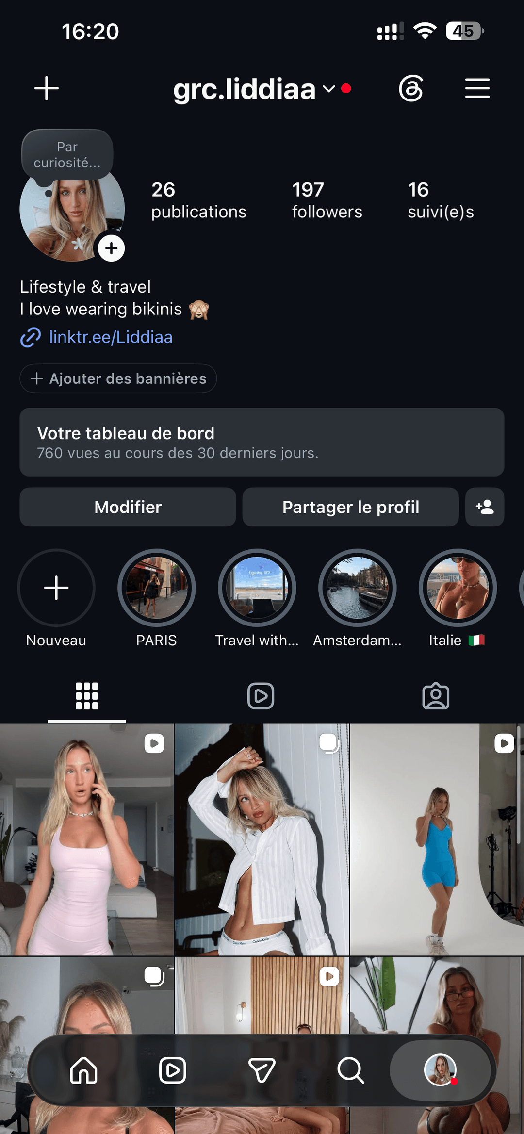 Capture Instagram de Liddia — Avant l'accompagnement